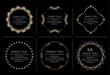 高級感のあるビンテージ調のフレームデザインセット　罫線　枠　ウエディング　ビンテージ　アンティーク	
