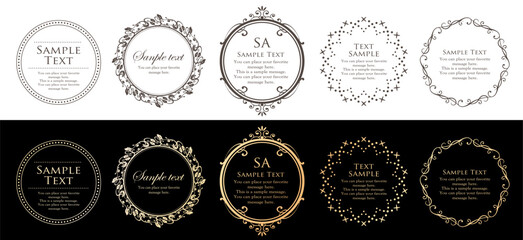 高級感のあるビンテージ調のフレームデザインセット　罫線　枠　ウエディング　ビンテージ　アンティーク	
