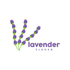 Lavender Logo, Simple Elegant Purple Flower Plant Vector, Greeting Card Design, Banner, Flower Ornament, Lavender Hand Drawn Wedding, Icon Symbol Illustration