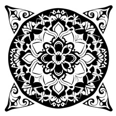 Flower clipart vector design black and white