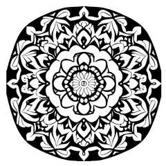 Flower clipart vector design black and white
