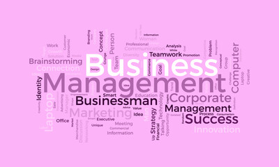 Obraz premium Word cloud background concept for Business Management. corporate communication with marketing solution concept. vector illustration.