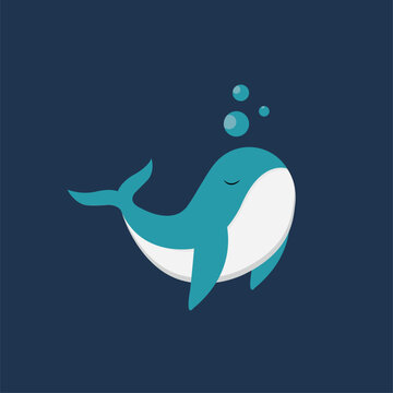 Vector logo underwater world, whale