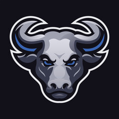 Bull mascot gaming logo design vector template
