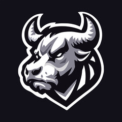 Bull mascot gaming logo design vector template