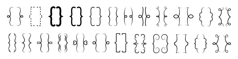 Black braces or curly brackets elements decoration collection