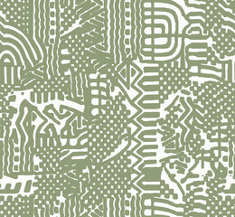 African Print Fabric. Vector Seamless Tribal Pattern. Traditional Ethnic Ornament for your Design Cloth, Carpet, Rug, Pareo, Wrap