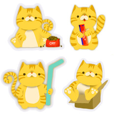 cartoon orange cat tiger pattern tiger cat sticker