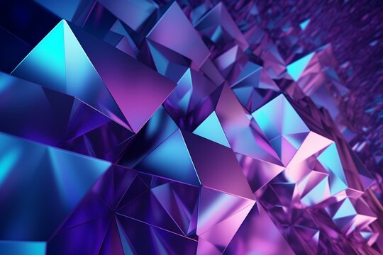 Abstract geometric background in purple and blue for marketing, tech, cosmetic, and fashion. Science-fiction and product display. Generative AI