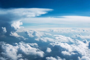Naklejka premium Stunning Blue Sky with Clouds Stretching to the Horizon. Landscape and Cloudscape Background