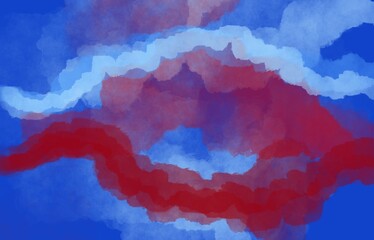 Hand painted blue watercolor illustration