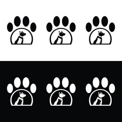 Paw pet cat and dog animal logo design