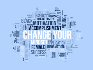 Word cloud background concept for Change your Mindset.Mind idea reactive attitude for positive improvement. vector illustration.