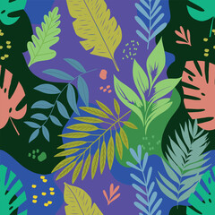 Fototapeta na wymiar Image of beautiful hand-drawn tropical leaves. Vector Image can be used for designer wallpapers, for textile, packaging, printing or any desired idea.