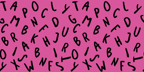 template with the image of keyboard symbols. set of letters. Surface template. purple background. Horizontal image. Banner for insertion into site.