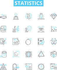 Statistics vector line icons set. Statistic, Analytics, Data, Variables, Probability, Distribution, Regression illustration outline concept symbols and signs