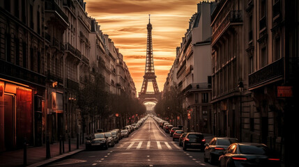 Naklejka na ściany i meble Eiffel Tower. Paris. Breathtaking travel destination place. Generative AI