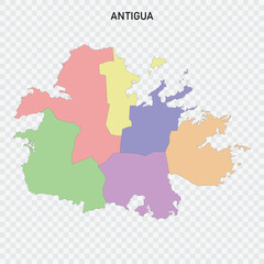 Isolated colored map of Antigua with borders