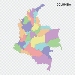 Isolated colored map of Colombia with borders