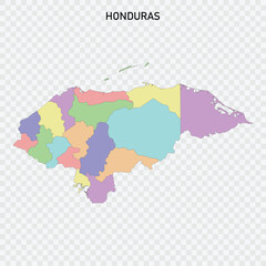 Isolated colored map of Honduras with borders