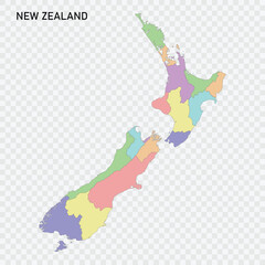 Isolated colored map of New Zealand with borders