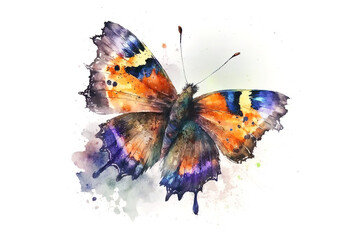 Obraz na płótnie Canvas butterfly painted with watercolors isolated on a white background. Generative AI