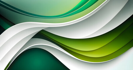 Abstract green background with curved lines. Generative AI