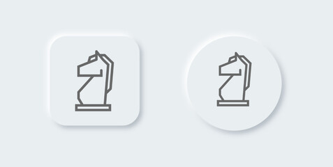 Chess line icon in neomorphic design style. Horse signs vector illustration.