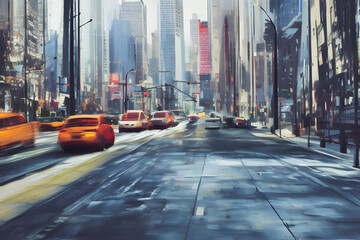street in the city. city streets. cityscape. cityscape painting. dark cityscape. dark urbanscape. 
