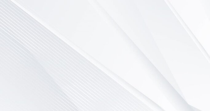 Elegant light grey white seamless looped background. Diagonal white stripes animation. Digital minimal geometric 3d BG. Technology metallic line. Premium luxury design template. Animated soft pattern