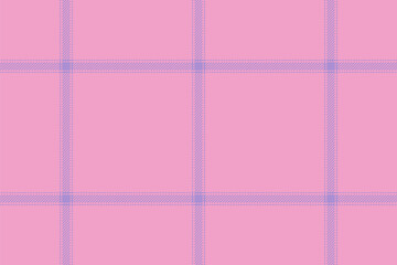 Plaid background, check seamless pattern in pink. Vector fabric texture for textile print, wrapping paper, gift card or wallpaper.