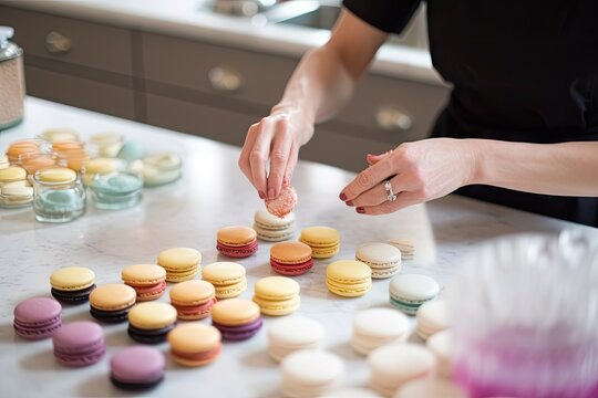 macaron-making workshop, with step-by-step instructions and helpful tips for creating beautiful macarons, created with generative ai