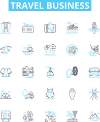 Travel business vector line icons set. Tourism, Tour, Vacation, Journey, Adventure, Transport, Sightseeing illustration outline concept symbols and signs