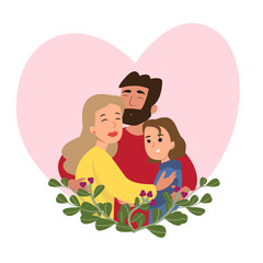 Cute 
daughter with mom and dad together