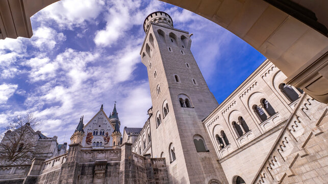 Neuschwanstein Castle, 19th Century Neo-Romanesque Neo-Gothic Style Palace, Schwangau, F&uuml;ssen, Ostallg&auml;u, Bavaria, Germany, Europe