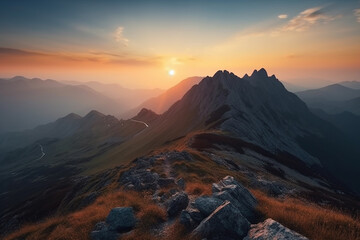 Fototapeta premium sunset in the mountains