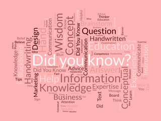 Word cloud background concept for did you know?. Question answer communication for brainstorm learning concept. vector illustration.