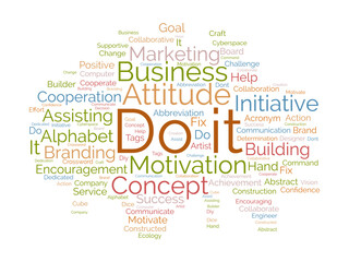 Word cloud background concept for do it. Marketing action challenge for success command handle. vector illustration.