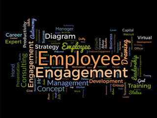 Word cloud background concept for Employee engagement. Teamwork autonomy management diagram for growth business consulting concept. vector illustration.
