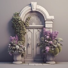 A door decorated with flowers for Mother's Day
