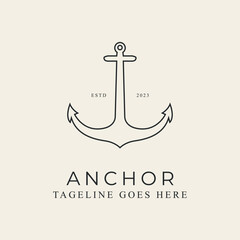 anchor line art logo design vector illustration.
