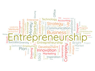 Word cloud background concept for Startup Company. Entrepreneurship idea, project innovation opportunity of corporate plan. vector illustration.