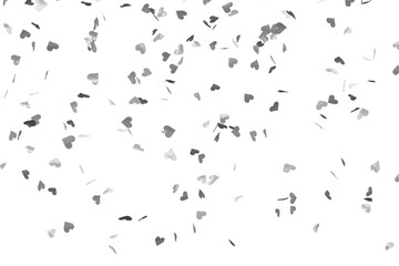 White silver confetti in shape of heart. Isolated, cut out. 3d rendering