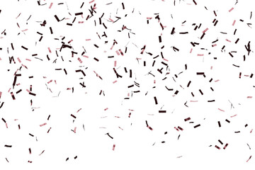 Rose gold confetti background. Isolated, cut out. 3d rendering