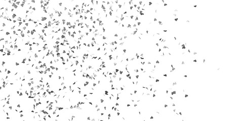 White silver confetti in shape of heart. Isolated, cut out. 3d rendering