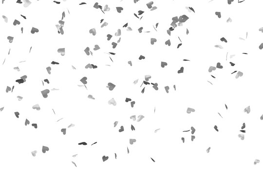 White silver confetti in shape of heart. Isolated, cut out. 3d rendering