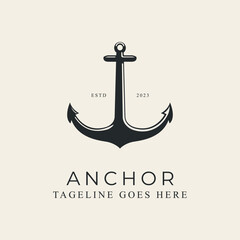 anchor line art logo design vector illustration. © Hary JarangMandi