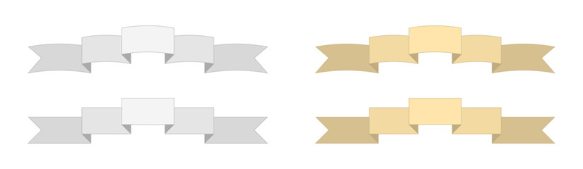 Set of heraldic motto ribbons. Slogan borders. Can be used for card, borders, invitations. Isolated vector and PNG illustration on transparent background.