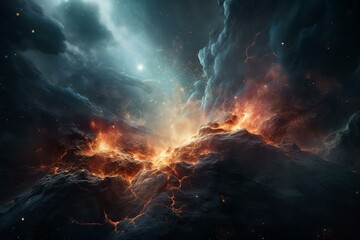 Dynamic starry artwork in nebula galaxy. Generative AI
