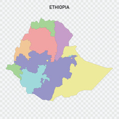 Isolated colored map of Ethiopia